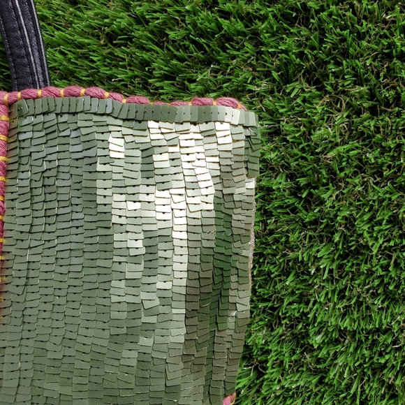 Multicolor Mixed Print Sequin Beaded Handbag - Picture 3 of 9